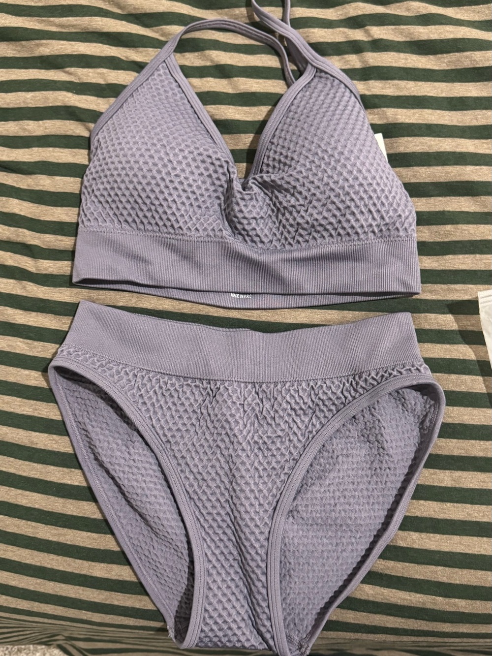 NWT CUPSHE Dusty Lavender Textured High Waist Bikini Set Size S
